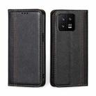 For Xiaomi 13 Grid Texture Magnetic Flip Leather Phone Case(Black) - 1