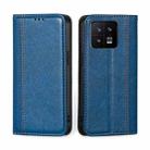 For Xiaomi 13 Grid Texture Magnetic Flip Leather Phone Case(Blue) - 1