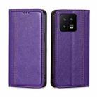 For Xiaomi 13 Grid Texture Magnetic Flip Leather Phone Case(Purple) - 1