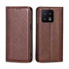 For Xiaomi 13 Grid Texture Magnetic Flip Leather Phone Case(Brown) - 1