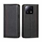 For Xiaomi 13 Pro Grid Texture Magnetic Flip Leather Phone Case(Black) - 1