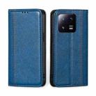 For Xiaomi 13 Pro Grid Texture Magnetic Flip Leather Phone Case(Blue) - 1