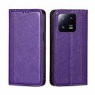 For Xiaomi 13 Pro Grid Texture Magnetic Flip Leather Phone Case(Purple) - 1