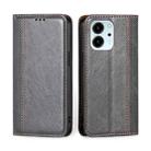 For Honor 80 SE Grid Texture Magnetic Flip Leather Phone Case(Grey) - 1