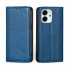 For Honor 80 SE Grid Texture Magnetic Flip Leather Phone Case(Blue) - 1