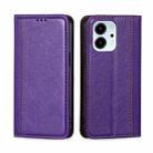 For Honor 80 SE Grid Texture Magnetic Flip Leather Phone Case(Purple) - 1