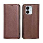 For Honor 80 SE Grid Texture Magnetic Flip Leather Phone Case(Brown) - 1