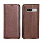 For Google Pixel 7a Grid Texture Magnetic Flip Leather Phone Case(Brown) - 1