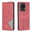 For vivo Y02 4G Prismatic Invisible Magnetic Leather Phone Case(Red) - 1