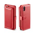For iPhone X Plain Texture Zipper Horizontal Flip Leather Case with Card Slots & Wallet Function(Red) - 1