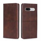 For Google Pixel 7a Cow Texture Magnetic Horizontal Flip Leather Phone Case(Dark Brown) - 1