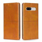 For Google Pixel 7a Cow Texture Magnetic Horizontal Flip Leather Phone Case(Light Brown) - 1