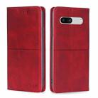 For Google Pixel 7a Cow Texture Magnetic Horizontal Flip Leather Phone Case(Red) - 1