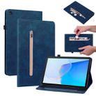 For Huawei MatePad SE Skin Feel Solid Color Zipper Leather Tablet Case(Blue) - 1