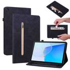 For Huawei MatePad SE Skin Feel Solid Color Zipper Leather Tablet Case(Black) - 1