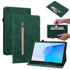 For Huawei MatePad SE Skin Feel Solid Color Zipper Leather Tablet Case(Green) - 1