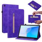 For Huawei MatePad SE Skin Feel Solid Color Zipper Leather Tablet Case(Purple) - 1