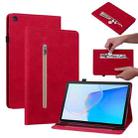 For Huawei MatePad SE Skin Feel Solid Color Zipper Leather Tablet Case(Red) - 1