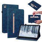 For Nokia T21 Skin Feel Solid Color Zipper Leather Tablet Case(Blue) - 1