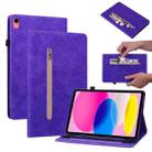 For iPad 10th Gen 10.9 2022 Skin Feel Solid Color Zipper Leather Tablet Case(Purple) - 1