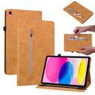 For iPad 10th Gen 10.9 2022 Skin Feel Solid Color Zipper Leather Tablet Case(Yellow) - 1