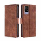 For TCL 405 / 406 / 408 Skin Feel Crocodile Magnetic Clasp Leather Phone Case(Brown) - 1