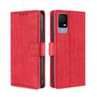 For TCL 405 / 406 / 408 Skin Feel Crocodile Magnetic Clasp Leather Phone Case(Red) - 1