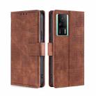 For Xiaomi Redmi K60E Skin Feel Crocodile Magnetic Clasp Leather Phone Case(Brown) - 1