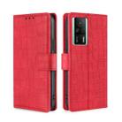 For Xiaomi Redmi K60E Skin Feel Crocodile Magnetic Clasp Leather Phone Case(Red) - 1