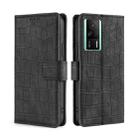 For Xiaomi Redmi K60E Skin Feel Crocodile Magnetic Clasp Leather Phone Case(Black) - 1