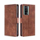 For Xiaomi Redmi K60 / K60 Pro Skin Feel Crocodile Magnetic Clasp Leather Phone Case(Brown) - 1