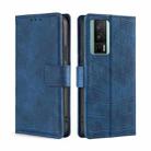 For Xiaomi Redmi K60 / K60 Pro Skin Feel Crocodile Magnetic Clasp Leather Phone Case(Blue) - 1