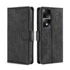 For Honor 80 GT Skin Feel Crocodile Magnetic Clasp Leather Phone Case(Black) - 1