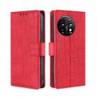 For OnePlus 11 Skin Feel Crocodile Magnetic Clasp Leather Phone Case(Red) - 1