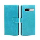 For Google Pixel 7a Calf Texture Buckle Flip Leather Phone Case(Light Blue) - 1