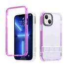 For iPhone 14 Plus 2 in 1 360 Invisible Holder Phone Case(Rose Red) - 1