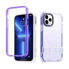 For iPhone 14 Pro 2 in 1 360 Invisible Holder Phone Case(Purple) - 1