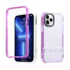 For iPhone 14 Pro Max 2 in 1 360 Invisible Holder Phone Case(Rose Red) - 1