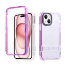 For iPhone 15 Plus 2 in 1 360 Invisible Holder Phone Case(Rose Red) - 1