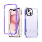 For iPhone 15 2 in 1 360 Invisible Holder Phone Case(Purple) - 1
