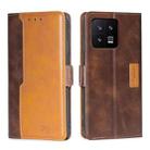 For Xiaomi 13 Contrast Color Side Buckle Leather Phone Case(Dark Brown + Gold) - 1