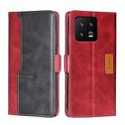 For Xiaomi 13 Contrast Color Side Buckle Leather Phone Case(Red + Black) - 1