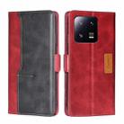 For Xiaomi 13 Pro Contrast Color Side Buckle Leather Phone Case(Red + Black) - 1