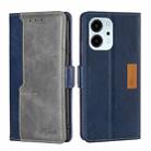 For Honor 80 SE Contrast Color Side Buckle Leather Phone Case(Blue + Grey) - 1