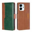 For Honor 80 SE Contrast Color Side Buckle Leather Phone Case(Light Brown + Green) - 1