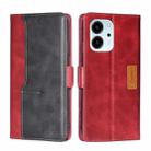 For Honor 80 SE Contrast Color Side Buckle Leather Phone Case(Red + Black) - 1