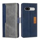 For Google Pixel 7a Contrast Color Side Buckle Leather Phone Case(Blue + Grey) - 1