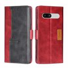 For Google Pixel 7a Contrast Color Side Buckle Leather Phone Case(Red + Black) - 1