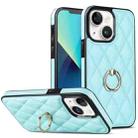 For iPhone 13 mini Rhombic PU Leather Phone Case with Ring Holder(Blue) - 1