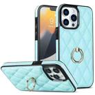 For iPhone 13 Pro Max Rhombic PU Leather Phone Case with Ring Holder(Blue) - 1